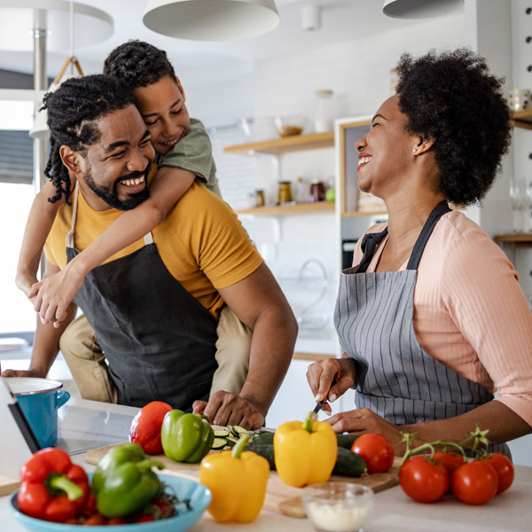 family cooking dinner together